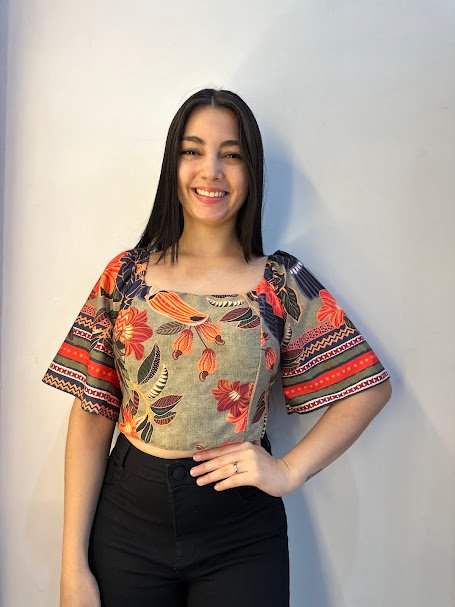 Cropped estampa tropical