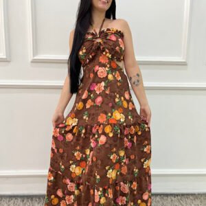 Vestido Longo com Argola no Peito